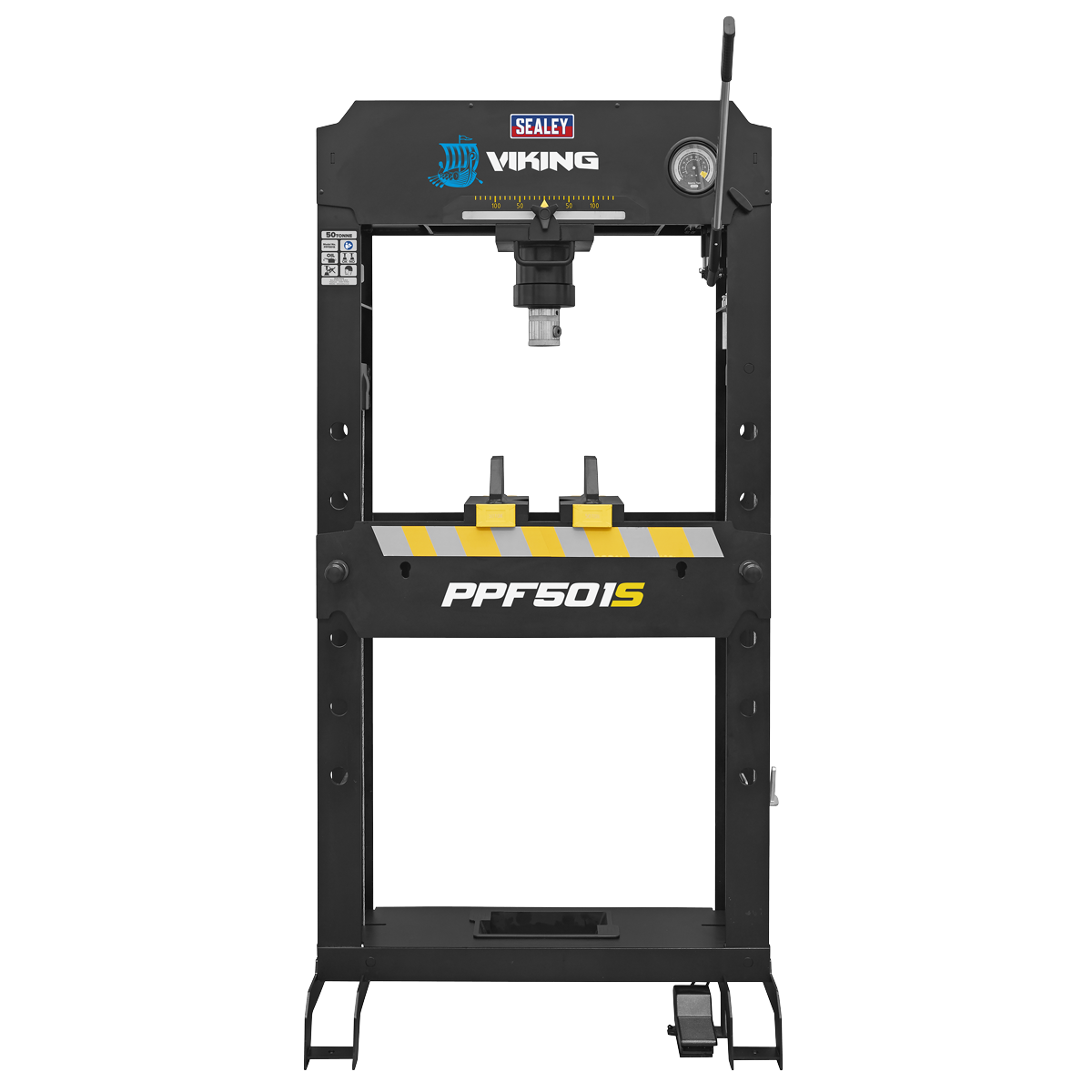 Viking PPF501S Viking Floor Type Air/Hydraulic Press with Sliding Ram and Foot Pedal 50 Tonne