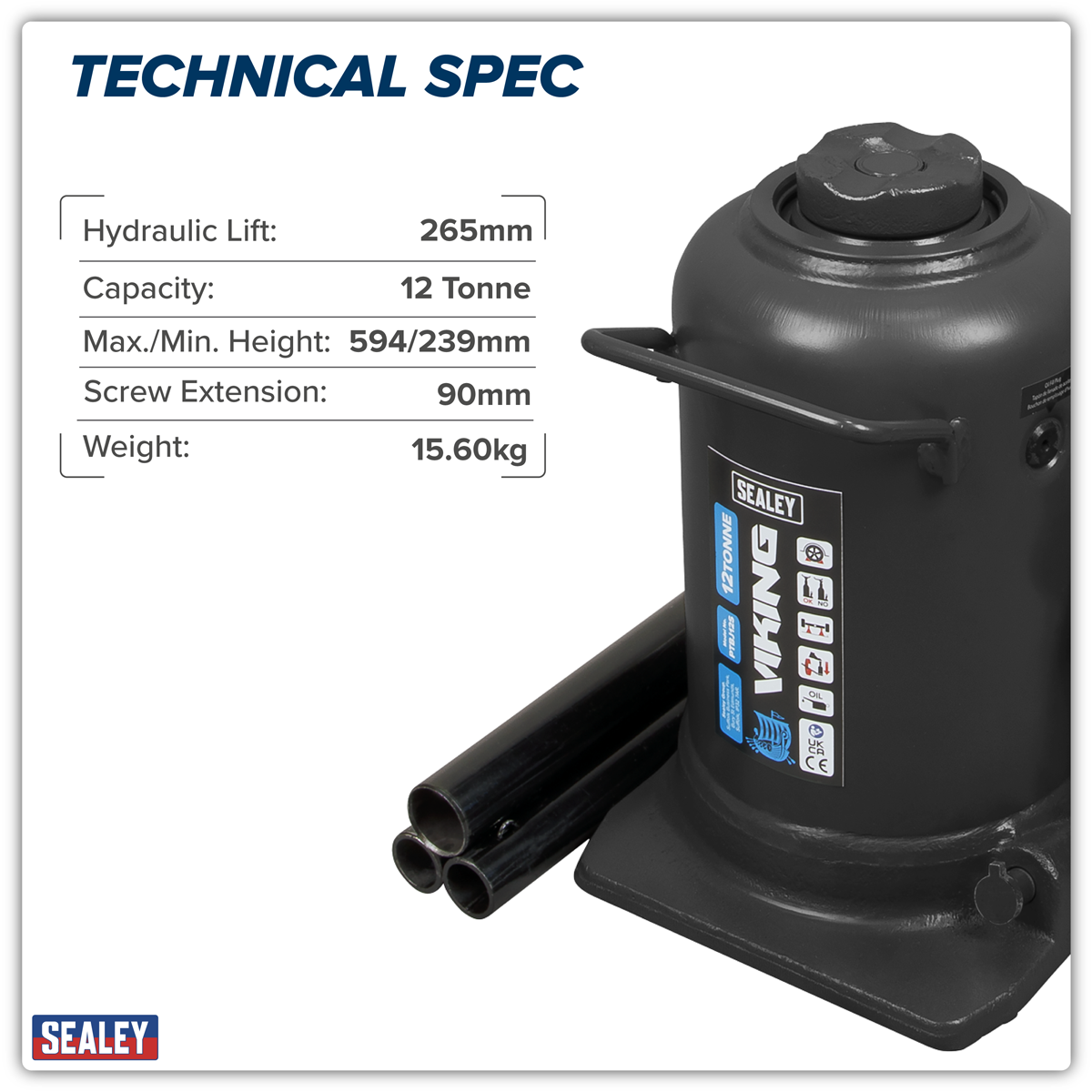 Viking PTBJ12S Viking Telescopic Bottle Jack 12 Tonne