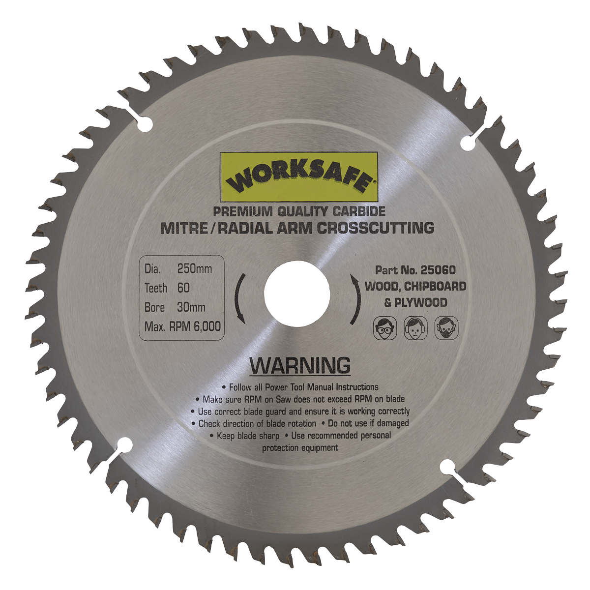 Worksafe 25060 Worksafe® TCT Saw Blade 250 x 30mm 60tpu