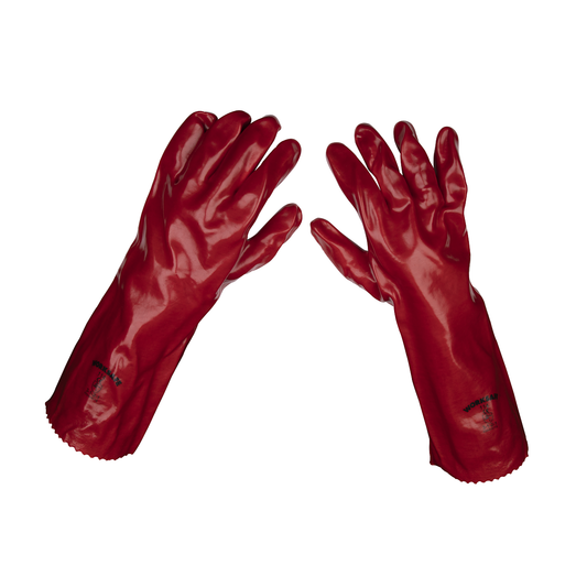Worksafe 9114/12 Worksafe® PVC Gauntlets 450mm, Red - Pack of 12 Pairs