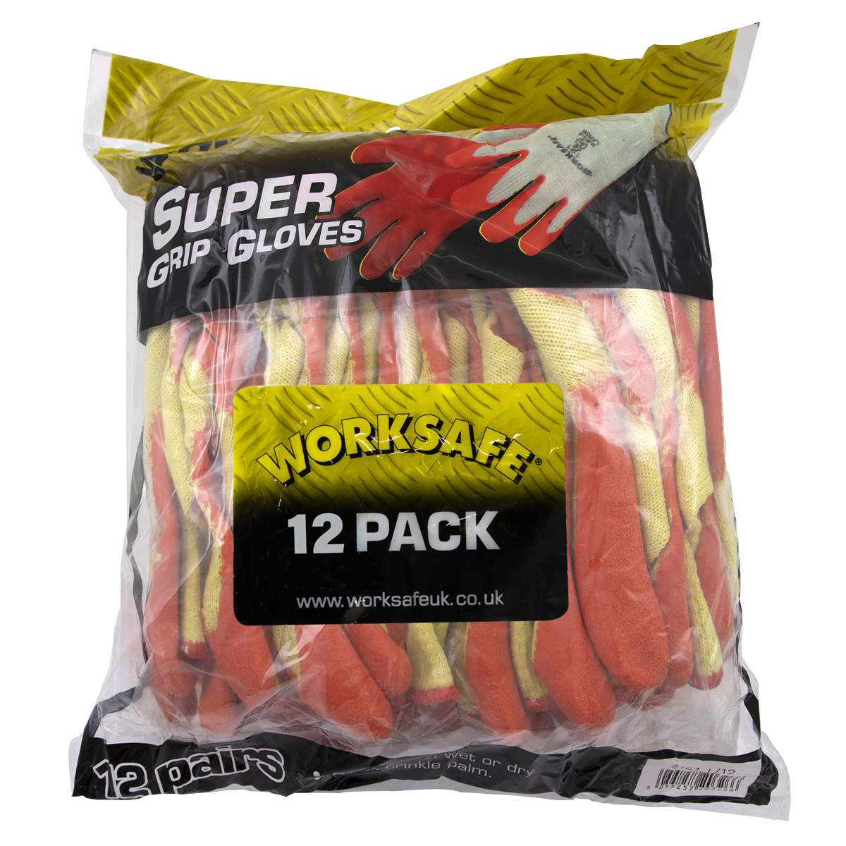 Worksafe 9121L/12 Worksafe® Super Grip Knitted Gloves with Latex Palm, Large - Pack of 12 Pairs