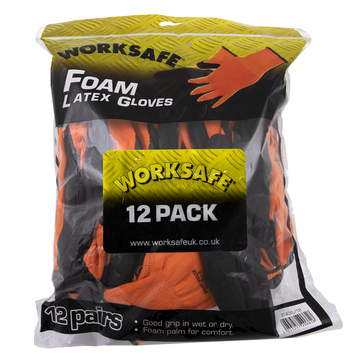 Worksafe 9140XL/12 Worksafe® Foam Latex Gloves, X-Large - Pack of 12 Pairs