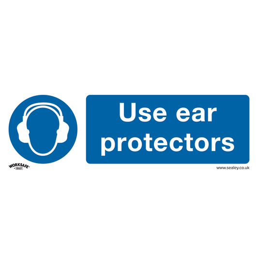 Worksafe SS10P10 Worksafe® Use Ear Protectors Safety Sign, Rigid Plastic - Pack of 10