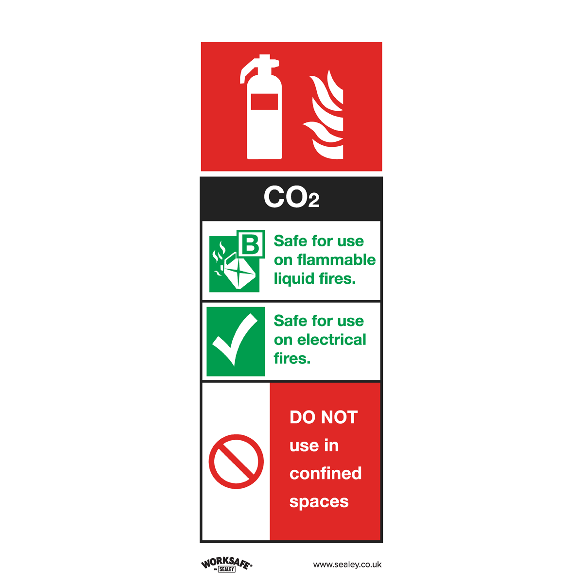 Worksafe SS21V1 Worksafe® CO2 Fire Extinguisher Safety Sign - Self-Adhesive Vinyl