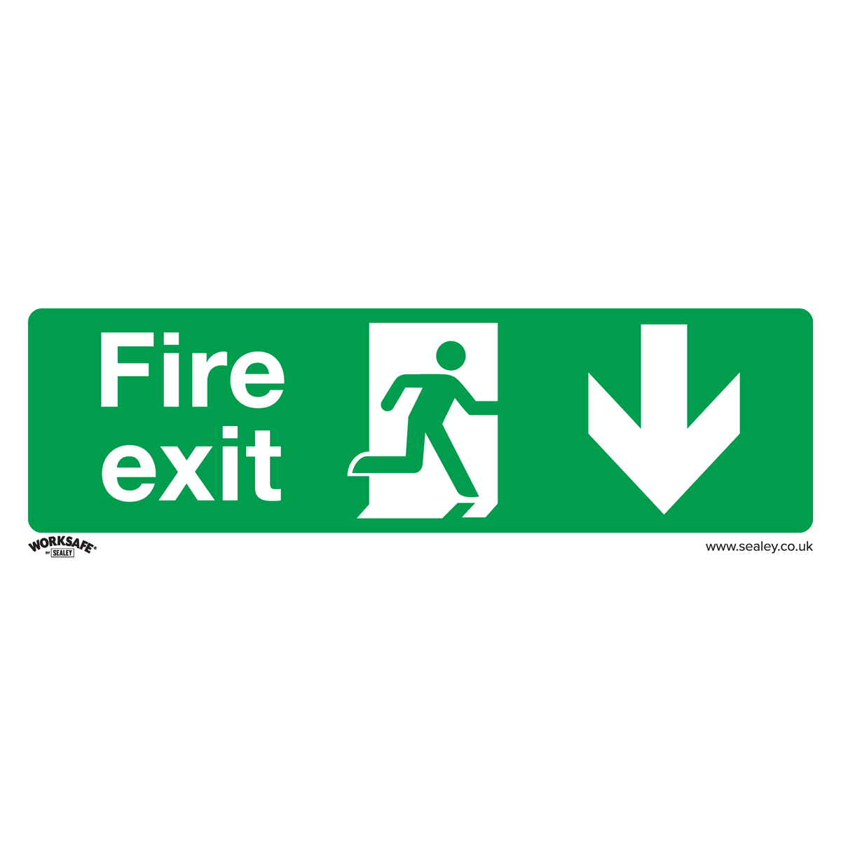 Worksafe SS22V10 Worksafe® Fire Exit (Down) Safety Sign, Self-Adhesive Vinyl - Pack of 10