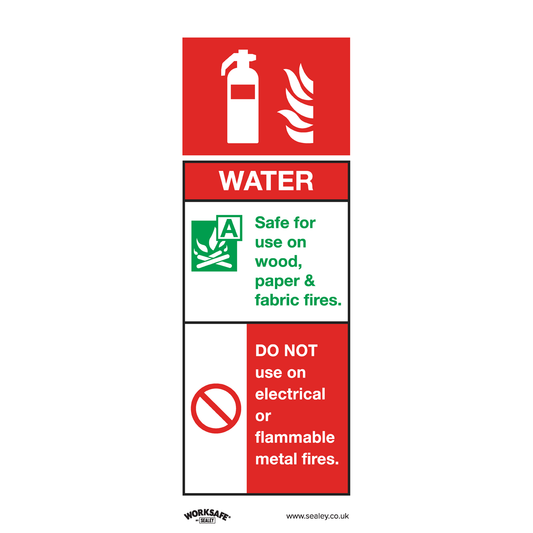 Worksafe SS27V10 Worksafe® Water Fire Extinguisher Safety Sign, Self-Adhesive Vinyl - Pack of 10