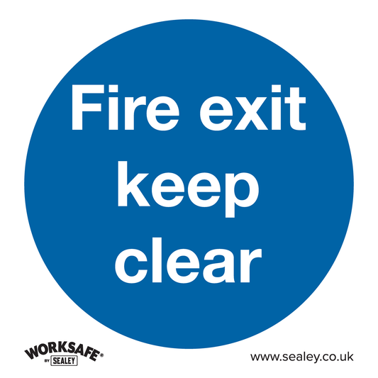 Worksafe SS2V10 Worksafe® Fire Exit Keep Clear Safety Sign, Self-Adhesive Vinyl - Pack of 10
