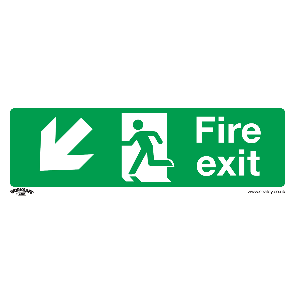 Worksafe SS34V10 Worksafe® Fire Exit (Down Left) Safety Sign, Self-Adhesive Vinyl - Pack of 10