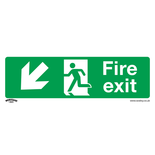 Worksafe SS34V1 Worksafe® Fire Exit (Down Left) Safety Sign - Self-Adhesive Vinyl