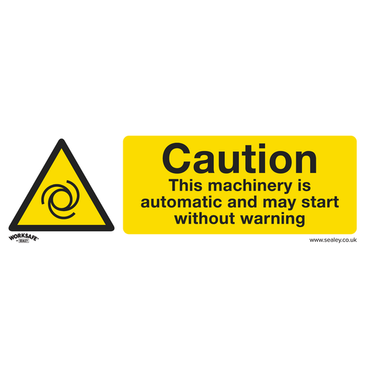 Worksafe SS47V1 Worksafe® Caution Automatic Machinery Safety Sign - Self-Adhesive Vinyl