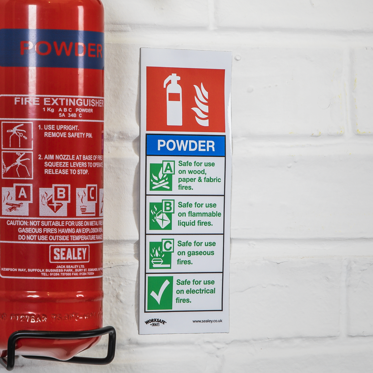 Worksafe SS52P1 Worksafe® Powder Fire Extinguisher Safety Sign - Rigid Plastic