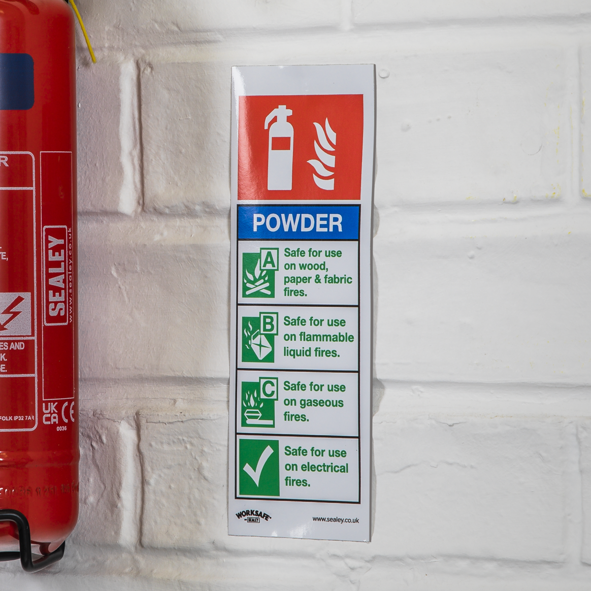 Worksafe SS52P1 Worksafe® Powder Fire Extinguisher Safety Sign - Rigid Plastic