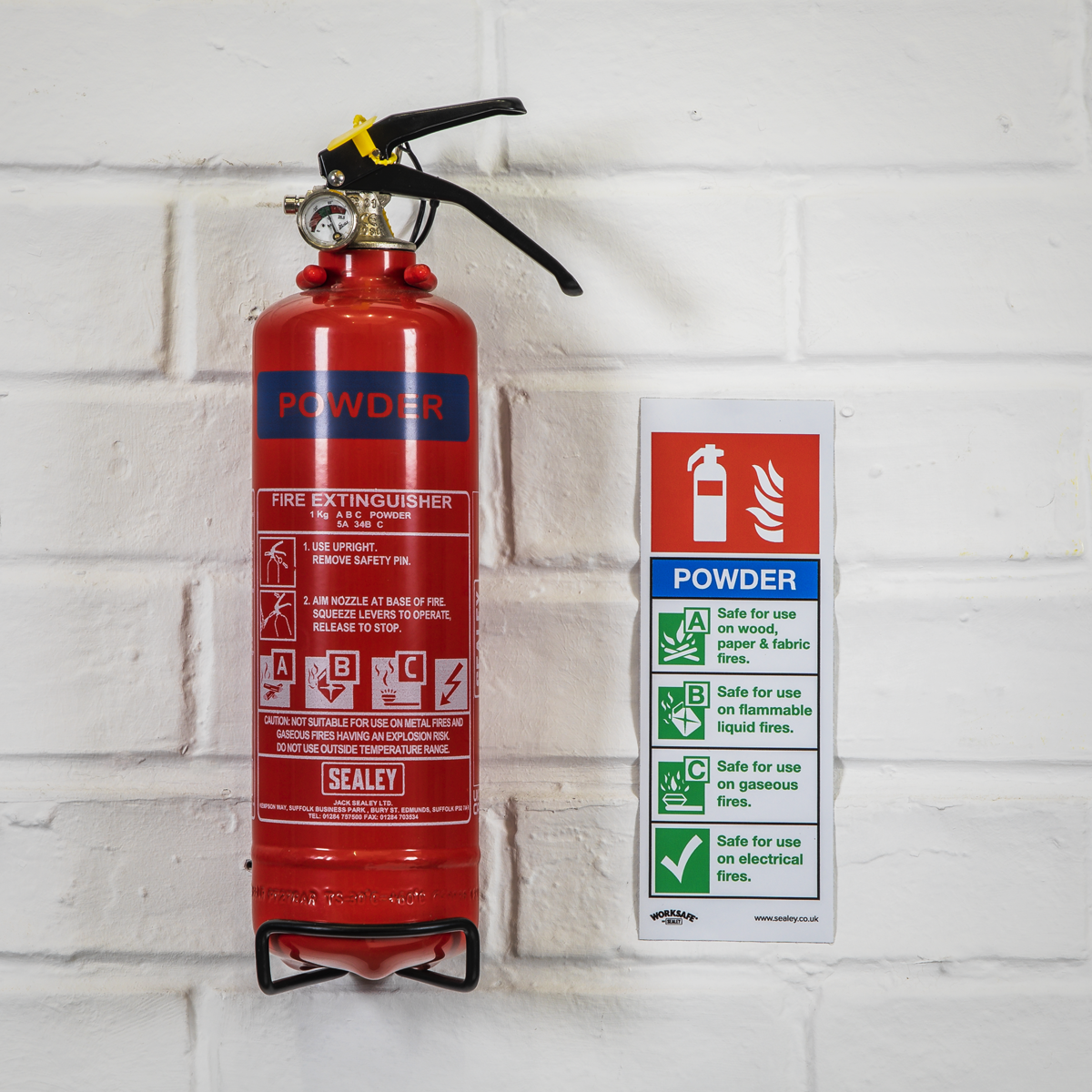 Worksafe SS52P1 Worksafe® Powder Fire Extinguisher Safety Sign - Rigid Plastic
