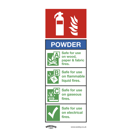 Worksafe SS52P1 Worksafe® Powder Fire Extinguisher Safety Sign - Rigid Plastic