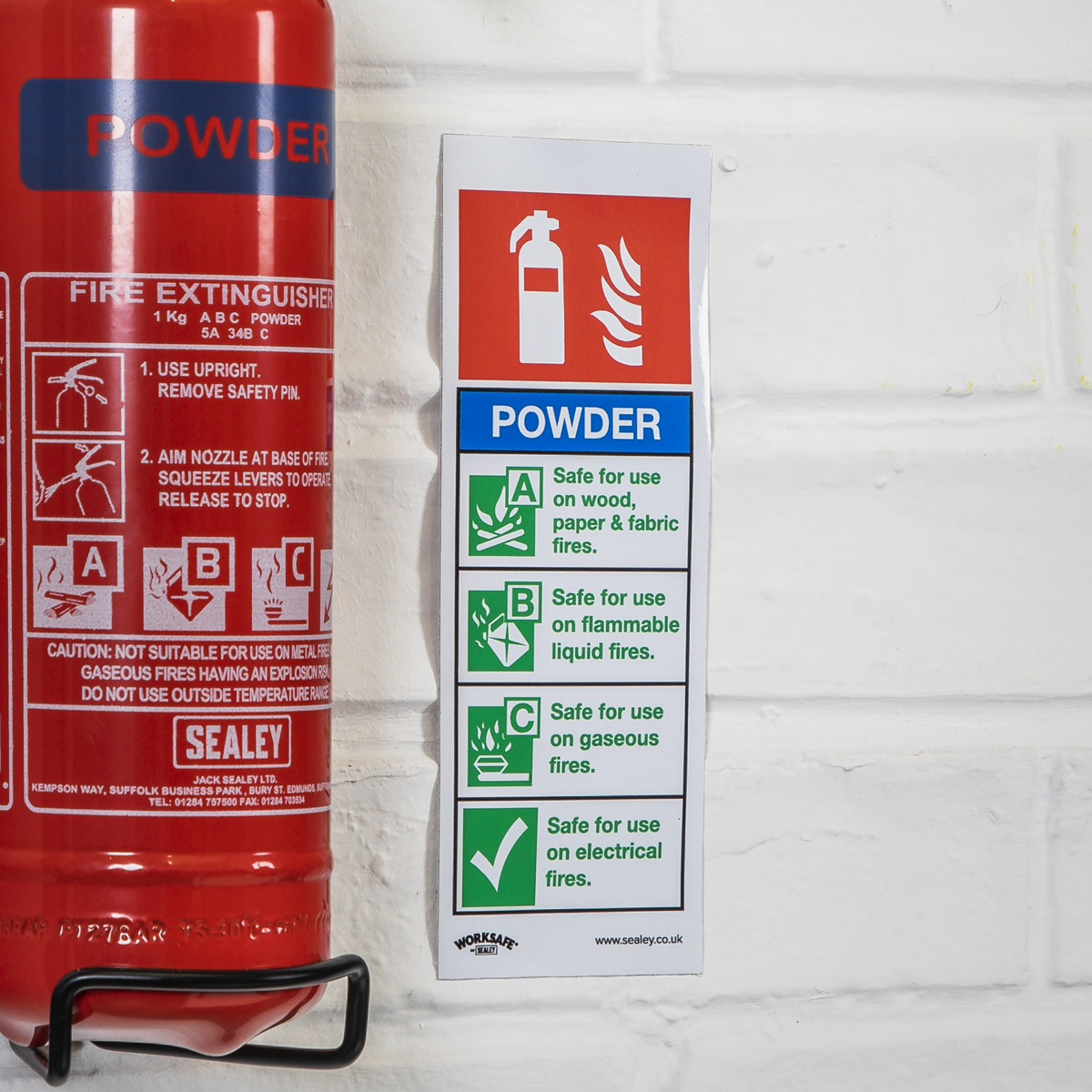 Worksafe SS52V10 Worksafe® Powder Fire Extinguisher Safety Sign, Self-Adhesive Vinyl - Pack of 10