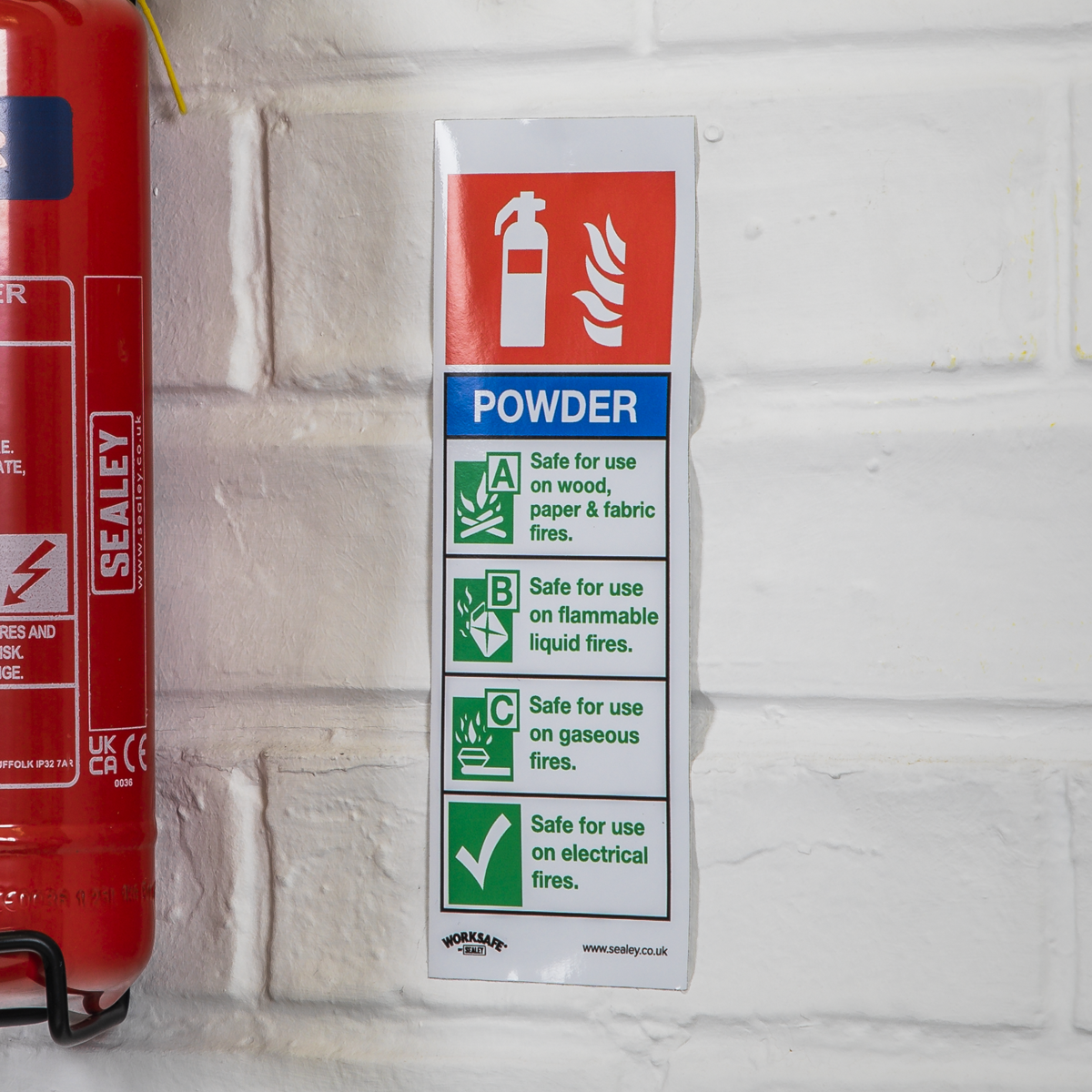 Worksafe SS52V10 Worksafe® Powder Fire Extinguisher Safety Sign, Self-Adhesive Vinyl - Pack of 10
