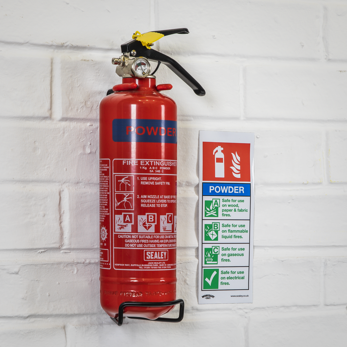 Worksafe SS52V1 Worksafe® Powder Fire Extinguisher Safety Sign - Self-Adhesive Vinyl