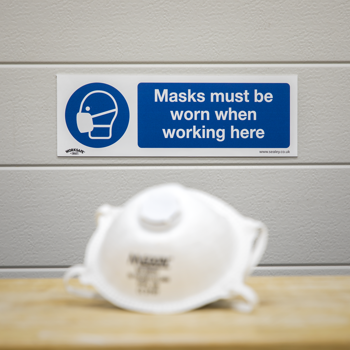 Worksafe SS57P10 Worksafe® Masks Must Be Worn Safety Sign, Rigid Plastic - Pack of 10