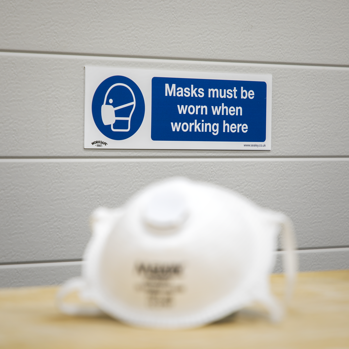 Worksafe SS57P10 Worksafe® Masks Must Be Worn Safety Sign, Rigid Plastic - Pack of 10