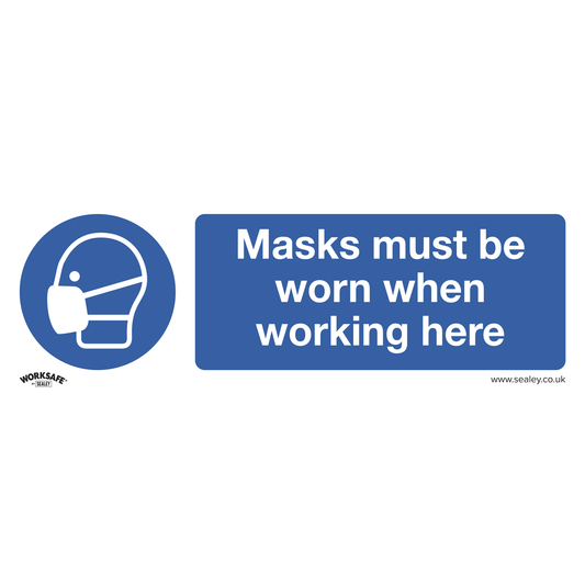 Worksafe SS57P10 Worksafe® Masks Must Be Worn Safety Sign, Rigid Plastic - Pack of 10