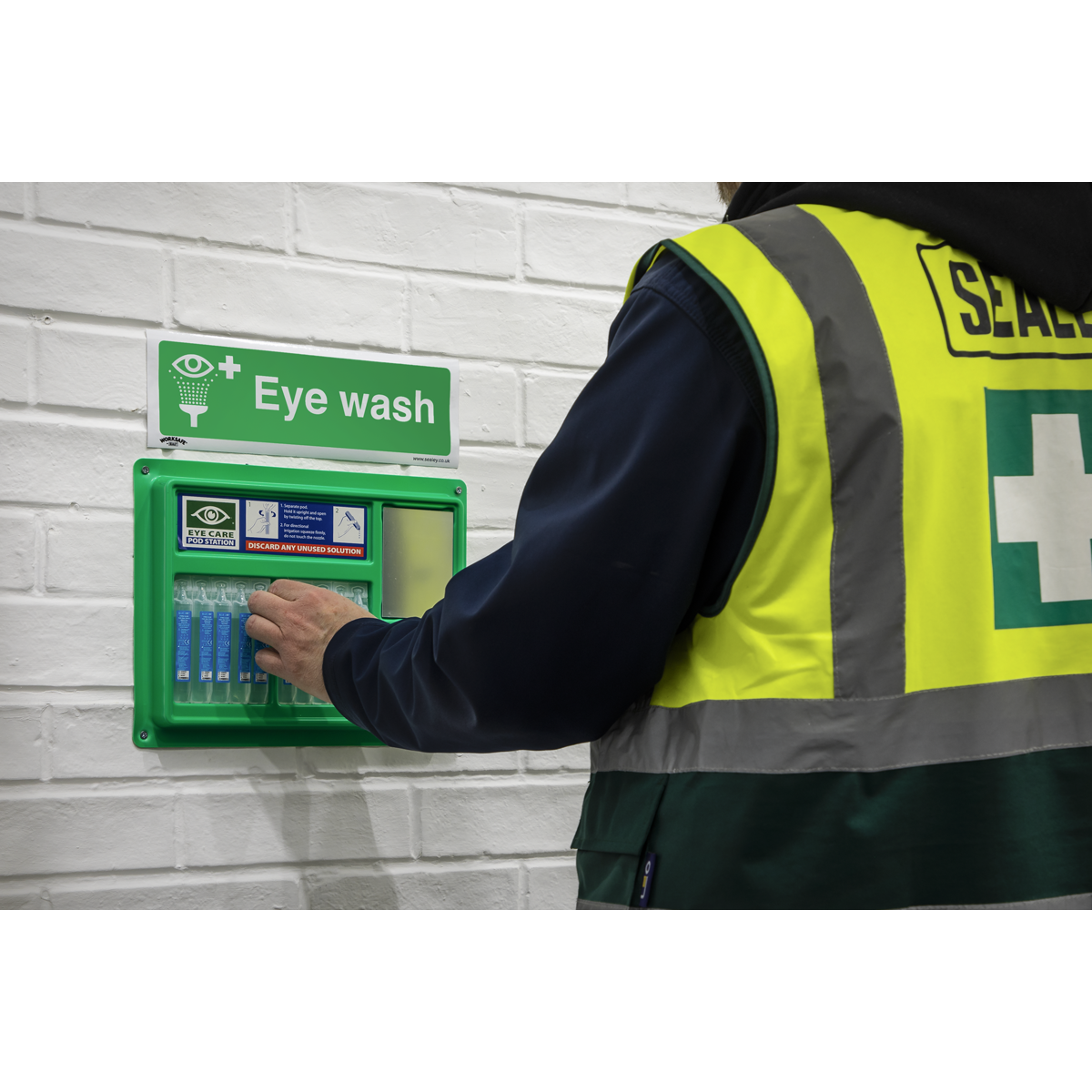 Worksafe SS58V1 Worksafe® Eye Wash Safety Sign - Self-Adhesive Vinyl