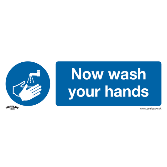 Worksafe SS5P10 Worksafe® Now Wash Your Hands Safety Sign, Rigid Plastic - Pack of 10
