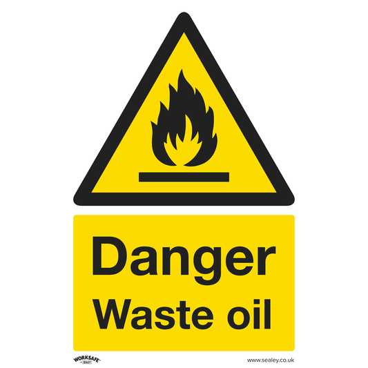 Worksafe SS60P10 Worksafe® Danger Waste Oil Safety Sign, Rigid Plastic - Pack of 10