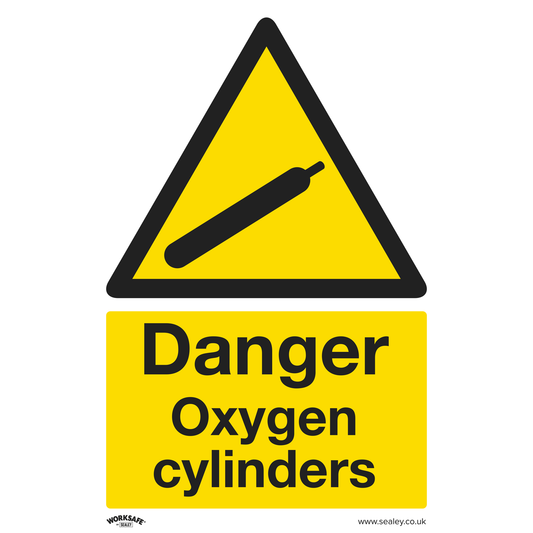 Worksafe SS61V10 Worksafe® Danger Oxygen Cylinders Safety Sign, Self-Adhesive Vinyl - Pack of 10