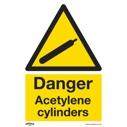 Worksafe SS63V1 Worksafe® Danger Acetylene Cylinders Safety Sign - Self-Adhesive Vinyl
