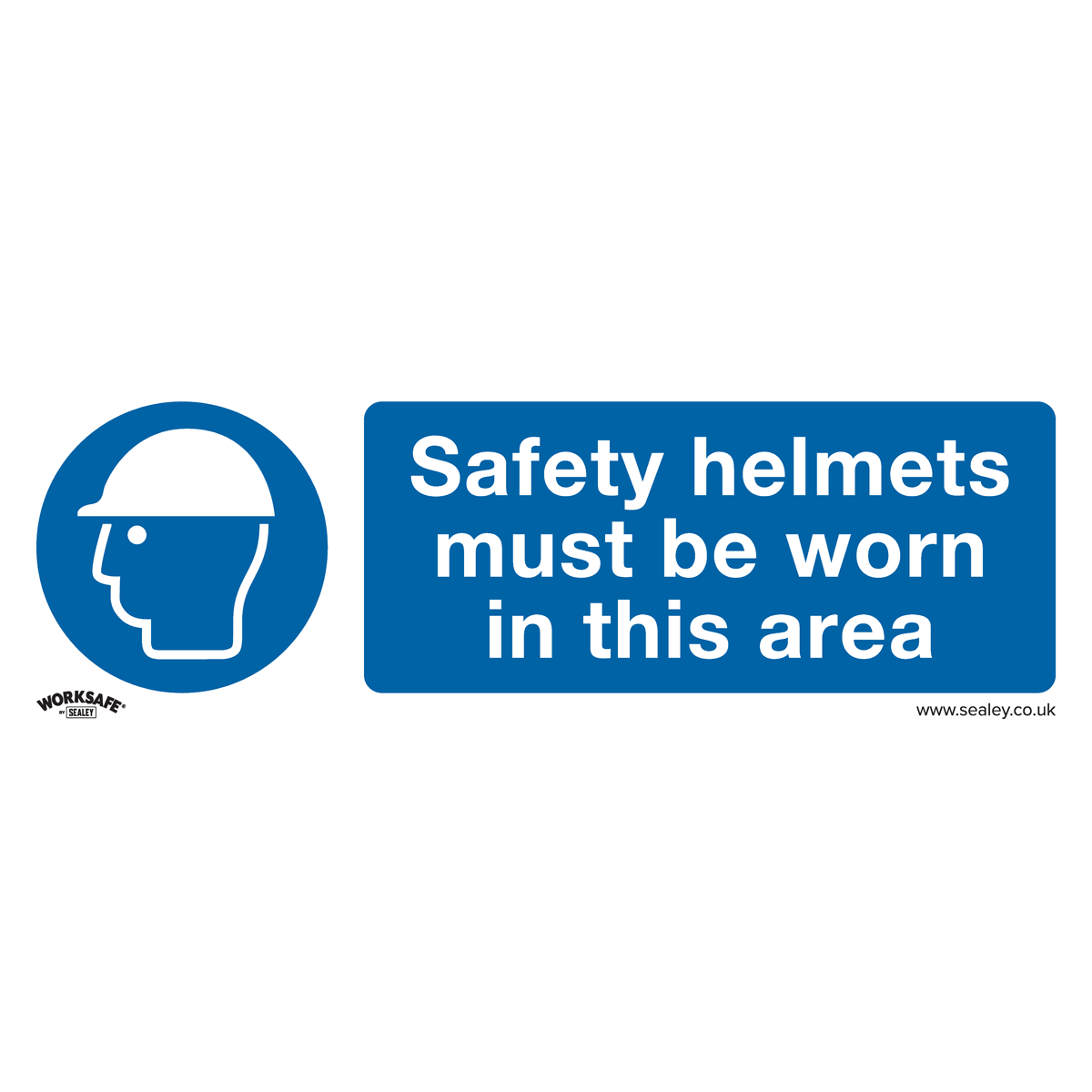 Worksafe SS8V10 Worksafe® Safety Helmets Must Be Worn In This Area Safety Sign, Self-Adhesive Vinyl - Pack of 10