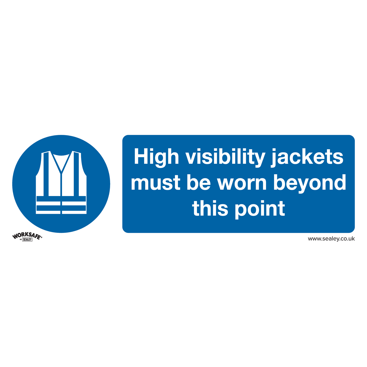 Worksafe SS9V10 Worksafe® High Visibility Jackets Must Be Worn Beyond This Point Safety Sign, Self-Adhesive Vinyl - Pack of 10