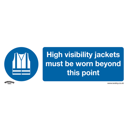 Worksafe SS9V10 Worksafe® High Visibility Jackets Must Be Worn Beyond This Point Safety Sign, Self-Adhesive Vinyl - Pack of 10