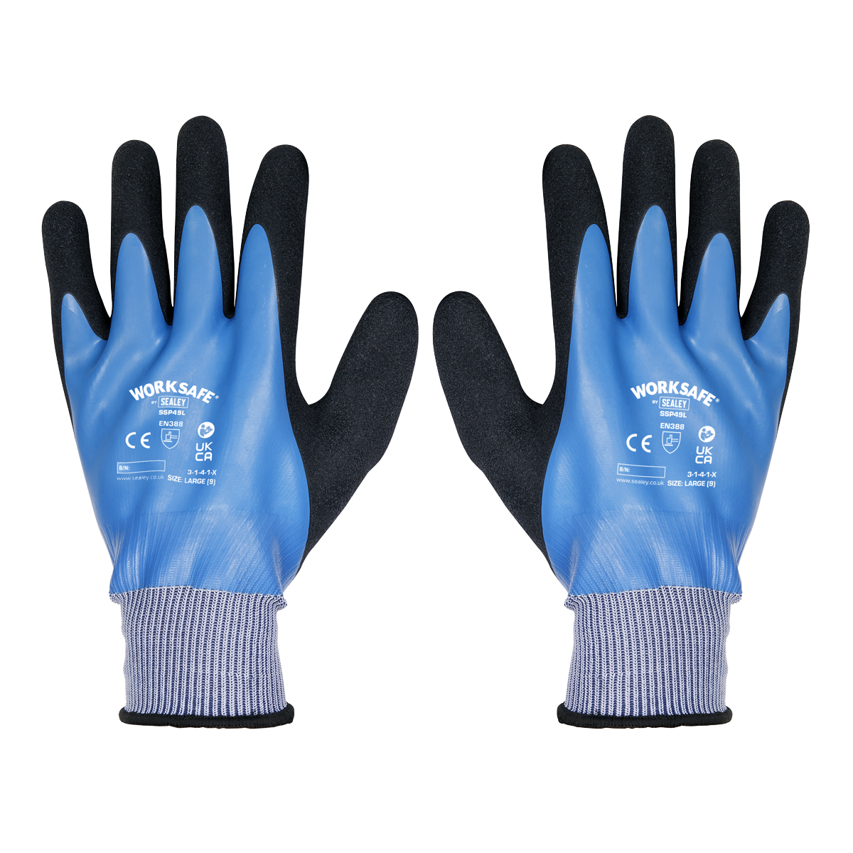 Worksafe SSP49L/6 Worksafe® Waterproof Latex Gloves, Large - Pack of 6 Pairs